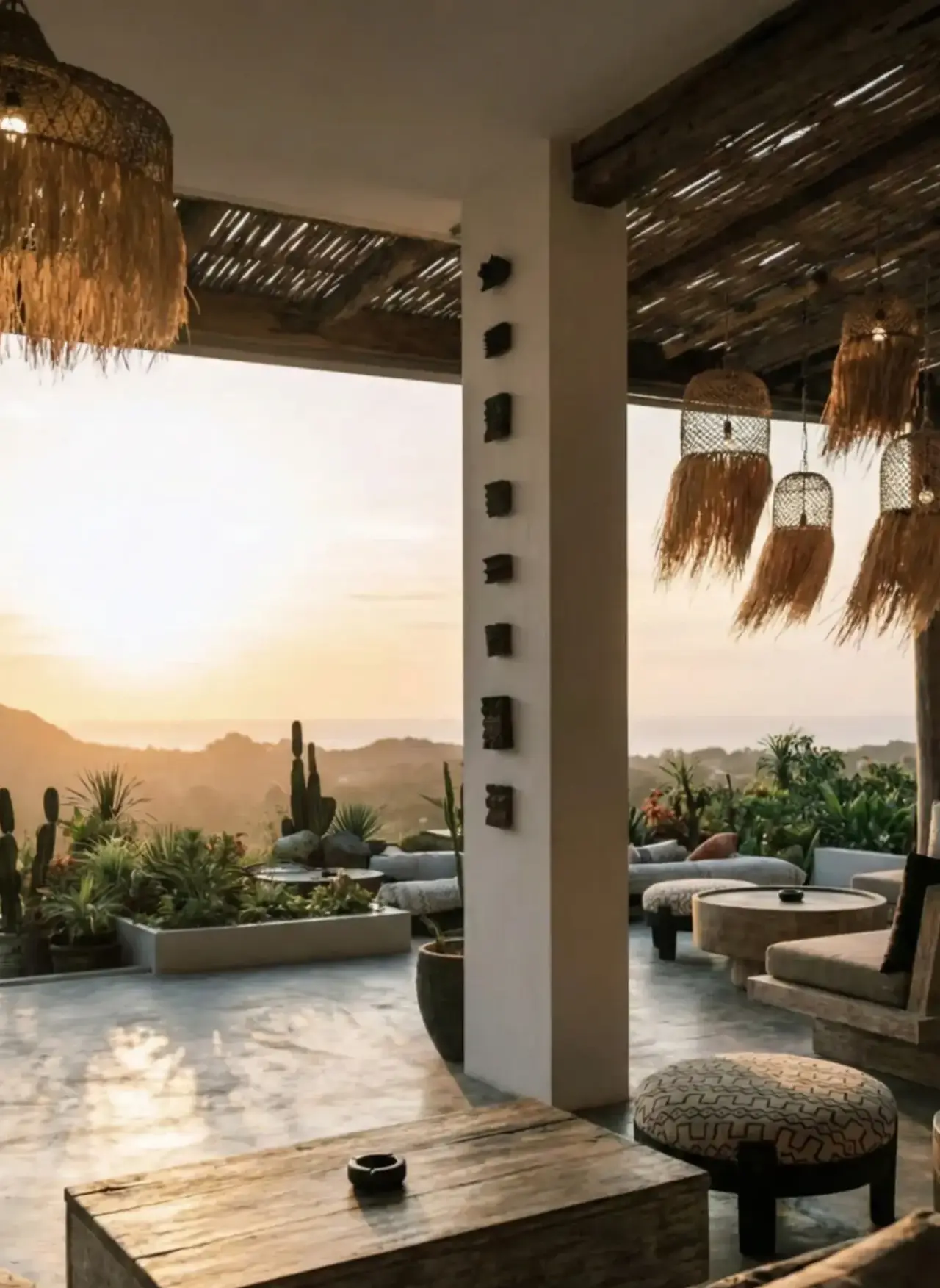 Secret Mountain seaview restaurant Koh Phangan at sunset with ocean views